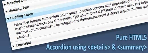Pure CSS – HTML accordion using Details & Summary elements