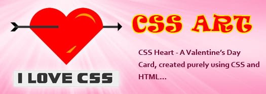 CSS art - Valentine's day card created purely using css and html - download free