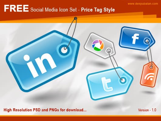Free High Resolution social media icon set - Price tag style