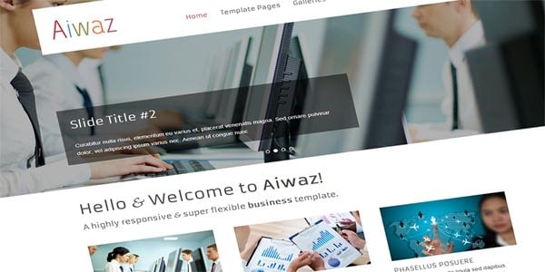 Aiwaz is a Premium HTML Template for Business, Portfolio, Corporate. Custom Pages, Great Slider, Working Contact Page, Twitter integrated and many more.